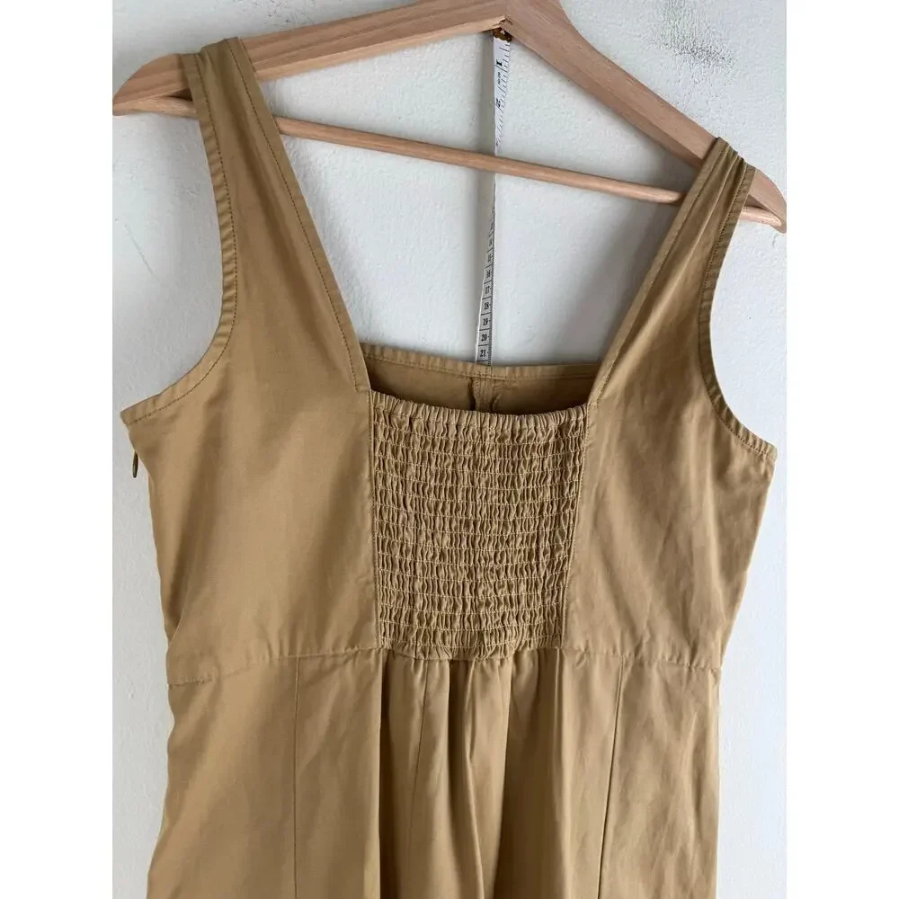 NWT J.Crew Pleated A Line Chino Dress Honey Brown Cotton Size 4